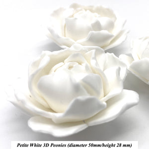 White 3D Non-Wired Petite Sugar Peonies