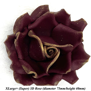 Gold Sparkle-Tip Wine Deep Dusky Mauve Sugar Roses 3SIZES NON WIRED