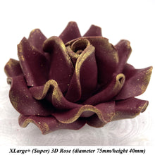 Gold Sparkle-Tip Wine Deep Dusky Mauve Sugar Roses 3SIZES NON WIRED