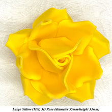 Yellow 3D Sugar Non-Wired Roses  3 SHADES 4 SIZES
