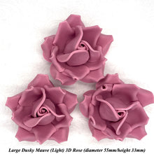 Dusky Mauve 3D Sugar Non-Wired Roses  3 SHADES 4 SIZES