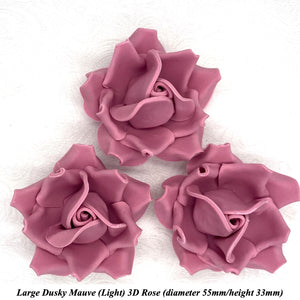 Dusky Mauve 3D Sugar Non-Wired Roses  3 SHADES 4 SIZES