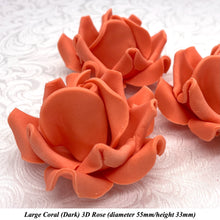 Coral Orange 3D Sugar Non-Wired Roses  3 SHADES 4 SIZES