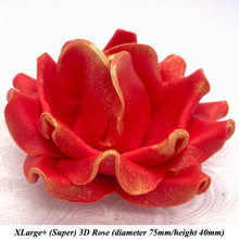 Gold Sparkle-Tip Poppy Red Sugar Roses 3SIZES NON WIRED
