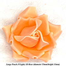 Peach Orange 3D Sugar Non-Wired Roses  3 SHADES 4 SIZES
