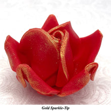Wired White Sparkle-Tip Red Roses Sugar Roses Large & XLarge+ Sizes