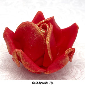 Wired White Sparkle-Tip Red Roses Sugar Roses Large & XLarge+ Sizes