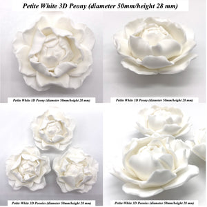 White 3D Non-Wired Petite Sugar Peonies