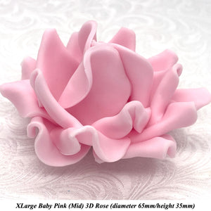 Non-Wired Baby Pink 3D Sugar Roses  3 SHADES 4 SIZES