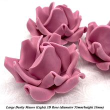 Dusky Mauve 3D Sugar Non-Wired Roses  3 SHADES 4 SIZES