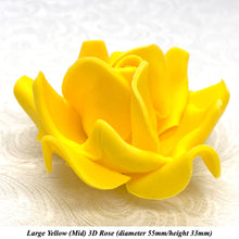 Yellow 3D Sugar Non-Wired Roses  3 SHADES 4 SIZES