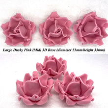 Dusky PInk 3D Sugar Non-Wired Roses  3 SHADES 4 SIZES