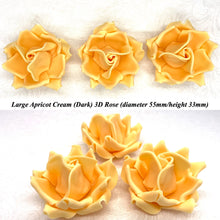 Apricot Cream Orange 3D Sugar Non-Wired Roses  3 SHADES 4 SIZES
