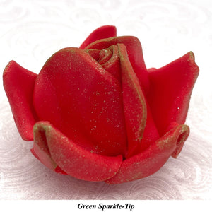 Wired White Sparkle-Tip Red Roses Sugar Roses Large & XLarge+ Sizes