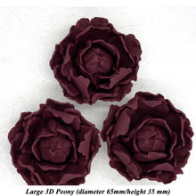 Deep Dusky Mauve \Wine 3D Non-Wired Large Sugar Peonies