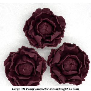 Deep Dusky Mauve \Wine 3D Non-Wired Large Sugar Peonies