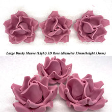 Dusky Mauve 3D Sugar Non-Wired Roses  3 SHADES 4 SIZES