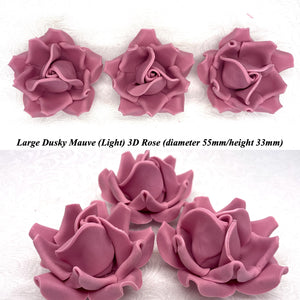 Dusky Mauve 3D Sugar Non-Wired Roses  3 SHADES 4 SIZES