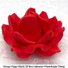 Poppy Red 3D Sugar Non-Wired Roses  3 SHADES 4 SIZES