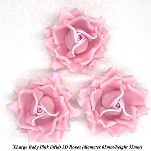 Non-Wired Baby Pink 3D Sugar Roses  3 SHADES 4 SIZES