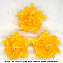 Bright Egg Yellow Orange 3D Sugar Non-Wired Roses  3 SHADES 4 SIZES