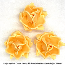 Apricot Cream Orange 3D Sugar Non-Wired Roses  3 SHADES 4 SIZES