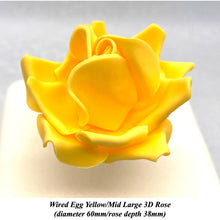 Orange Egg Yellow Wired Large 3D Sugar Roses Standard Petal 60 mm