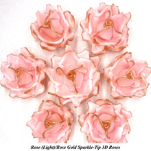 Rose Gold Sparkle-Tip Pink Sugar Roses 3SIZES NON WIRED White/Pink Sparkle Tip Options