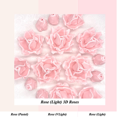 Non-wired Large 3D Light Pink Sugar Roses  3 tones 4 Sizes