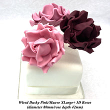 Dusky Pink Wired XLarge+ (Super) 3D Sugar Roses Larger Petal 80 mm