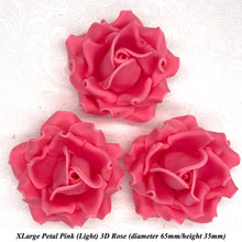 Non-Wired Petal Pink Warm Strawberry Pink 3D Sugar Roses  3 SHADES 4 SIZES