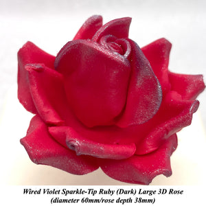 Wired Violet Sparkle-Tip Ruby Red Roses Sugar Roses Large & XLarge+ Sizes