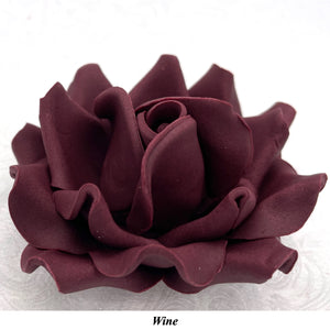 Dusky Pink/Mauve Maroon Wine Non-Wired XLarge+ (Super) 3D Sugar Roses Larger Petal 75mm