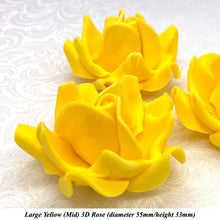 Yellow 3D Sugar Non-Wired Roses  3 SHADES 4 SIZES