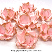 Rose Gold Sparkle-Tip Pink Sugar Roses 3SIZES NON WIRED White/Pink Sparkle Tip Options