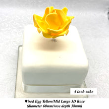 Orange Egg Yellow Wired Large 3D Sugar Roses Standard Petal 60 mm