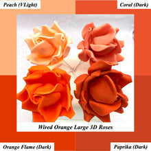 Coral Peach Blood Orange Wired Large 3D Sugar Roses Standard Petal 60 mm