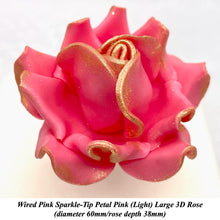 Wired Gold Sparkle-Tip Pink Roses Sugar Roses Large & XLarge+ Sizes