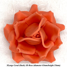 Coral Orange 3D Sugar Non-Wired Roses  3 SHADES 4 SIZES
