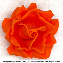 Bright Orange 3D Sugar Non-Wired Roses  3 SHADES 4 SIZES