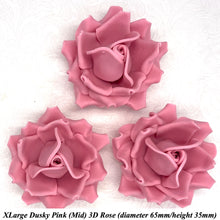 Dusky PInk 3D Sugar Non-Wired Roses  3 SHADES 4 SIZES