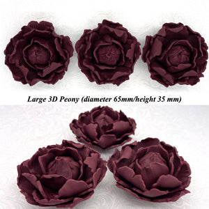 Deep Dusky Mauve \Wine 3D Non-Wired Large Sugar Peonies
