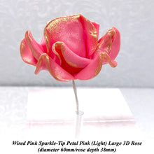 Wired Gold Sparkle-Tip Pink Roses Sugar Roses Large & XLarge+ Sizes