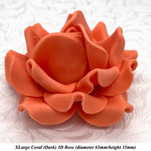 Coral Orange 3D Sugar Non-Wired Roses  3 SHADES 4 SIZES
