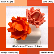 Orange Coral Peach Orange Flame Paprika Wired XLarge+ (Super) 3D Sugar Roses Larger Petal 80 mm