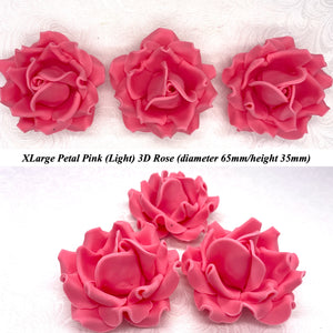 Non-Wired Petal Pink Warm Strawberry Pink 3D Sugar Roses  3 SHADES 4 SIZES