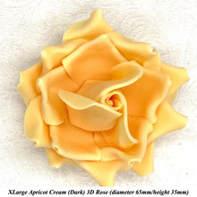 Apricot Cream Orange 3D Sugar Non-Wired Roses  3 SHADES 4 SIZES