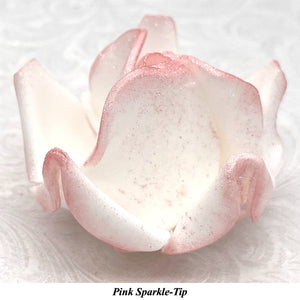 White Sparkle-Tip White 3D Non-Wired Large Sugar Peonies