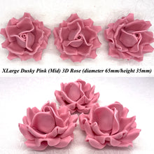 Dusky PInk 3D Sugar Non-Wired Roses  3 SHADES 4 SIZES
