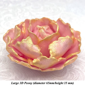 Gold Sparkle-Tip Pink 3D Non-Wired Large Sugar Peonies
